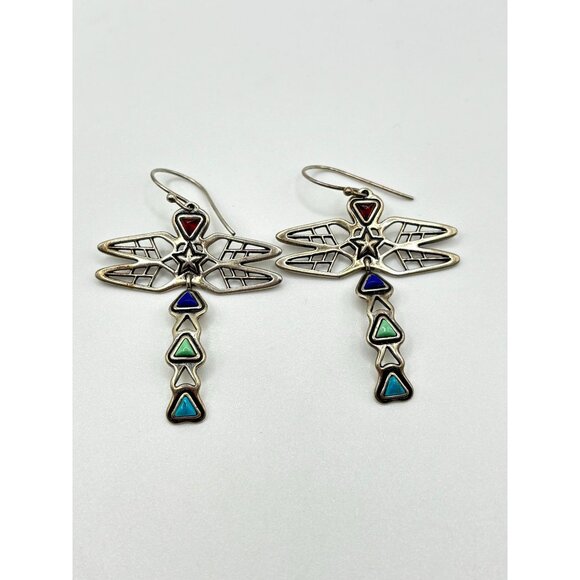 Cody Sanderson For Relios 925 Sterling Silver Gemstone Dragonfly Earrings - Picture 1 of 7